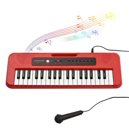 BIGFUN Keyboard Piano, 37 Keys Portable Piano Keyboard with Mini Microphone Headphone Jack Preset 10 Demos Supports Recording, Digital Musical Electric Piano Toys for Kids Boys Girls