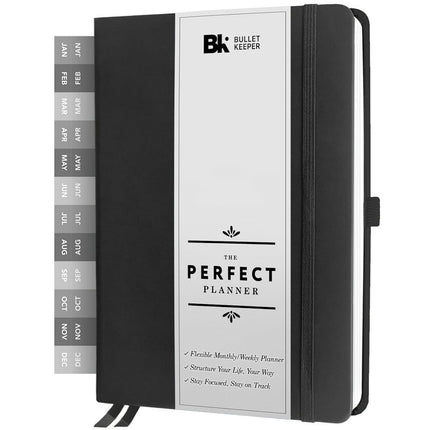 BK Undated Weekly/Monthly Planner 2022-2023 - Daily Planner Agenda & Personal Organizer to Increase Productivity, Academic Planner w/ Sticker Set. A5 (5.8 x 8.3) - Black Hardcover
