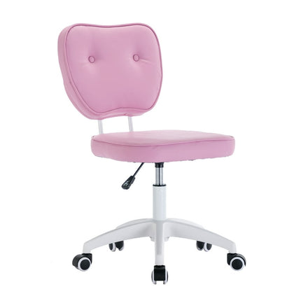 BTMWAY Office Chair, New Upgraded Upholstered PU Desk Chair with Wheels, 360° Swivel Task Chair Armless Vanity Chair, Home Office Chair, Adjustable Height, Purple