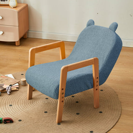 BYBYME Adjustable Toddler Sofa Chair,Kids Sofa Chair with Adjustable Backrest and Height,Kids Recliner Sofa Grows with Kid for Kids Sleeping,Studying,Playing,Blue