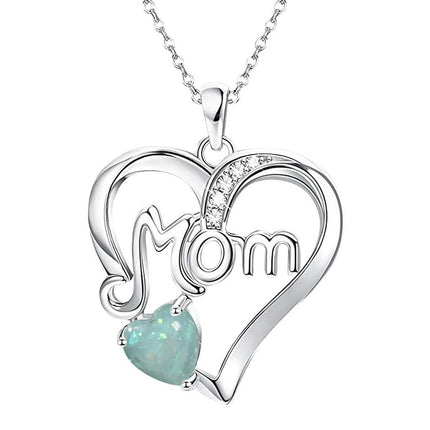 Baocc Necklace Mom Letter Heart Pendant Mother's Day Birthday Gift Necklace Pendant Necklace A