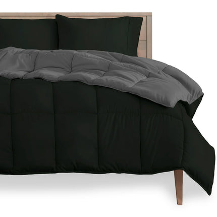 Bare Home Goose Down Alternative Reversible Comforter, Twin/Twin XL, Black/Gray