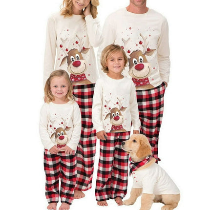 Bebiullo Christmas Family Pajamas Holiday Family Matching Pjs Set Cute Sleepwear Elk Xmas Jammies for Couples Youth