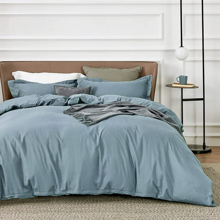 Bedsure Queen Grayish Blue polyester microfiber material Duvet Covers 3 Pieces , 1 Duvet Cover 90x90 and 2 Pillow Shams