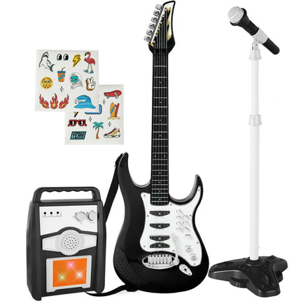 Best Choice Products Kids Electric Musical Guitar Toy Play Set w/ 6 Demo Songs, Whammy Bar, Microphone, Amp, AUX - Black