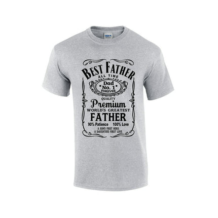 Best Father of All Time Whiskey Label Short Sleeve Men's Fathers Day T-shirt Graphic Tee-Sports Grey-large