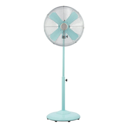 Better Homes & Gardens 16 inch Retro 3-Speed Metal Stand Fan Oscillation, Adjustable Height, Mint