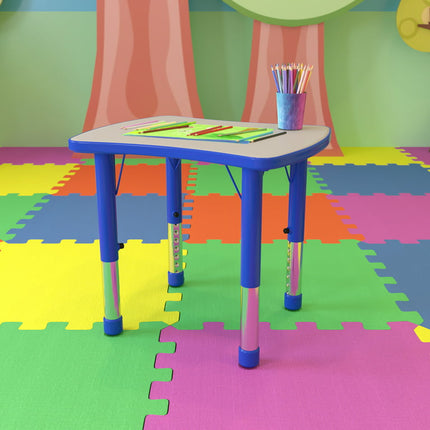 BizChair 21.875''W x 26.625''L Rectangular Blue Plastic Height Adjustable Activity Table with Grey Top