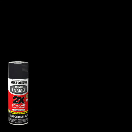 Black, Rust-Oleum Automotive Semi-Gloss Acrylic Enamel 2X Spray Paint-271915, 12 oz