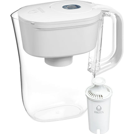 Brita Small 6 Cup Bright White Denali Water Filter Pitcher with 1 Brita Standard Filter