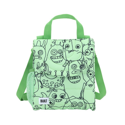Built Kids Puffer Insulated Reusable Polyester Lunch Bag Monster Green