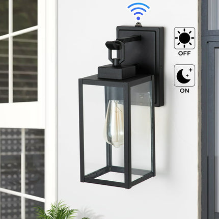 C Cattleya 1-Light Matte Black Dusk to Dawn Outdoor Wall Lantern Sconce 5inch-Width