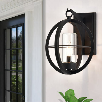 C Cattleya 1-Light Matte Black Finish Global Outdoor Wall Sconce Wall Light Fixture(E26)
