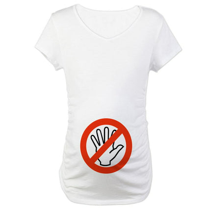 CafePress - Please Don't Touch Maternity T Shirt - Cotton Maternity T-shirt, Cute & Funny Pregnancy Tee