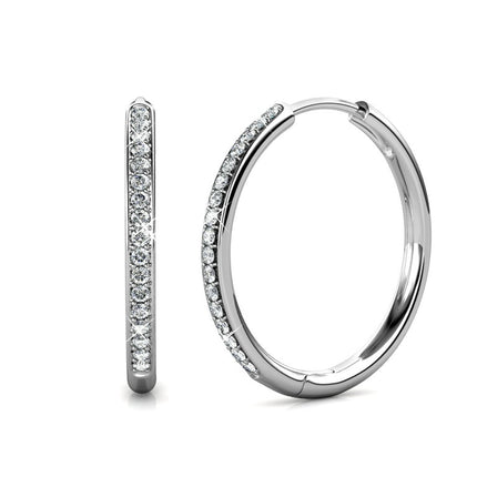 Cate & Chloe Bianca 18k White Gold Plated Silver Hoop Earrings | Women's Crystal Earrings | Jewelry Gift for Her