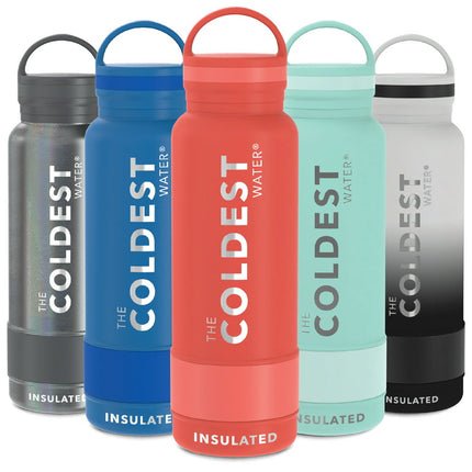 Coldest Sports Water Bottle - Leak Proof, Double Walled, Stainless Steel Cold & Hot Bottle, Thermo Mug ( Crismon Red, 21 Oz)