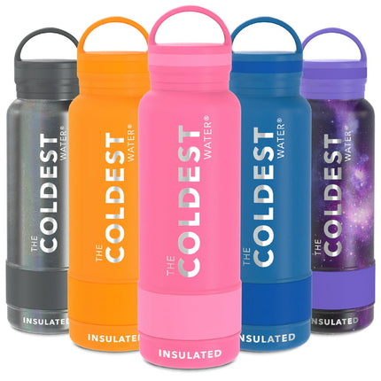 Coldest Sports Water Bottle - Leak Proof, Double Walled, Stainless Steel Cold & Hot Bottle, Thermo Mug ( Flaming o Pink, 21 Oz)