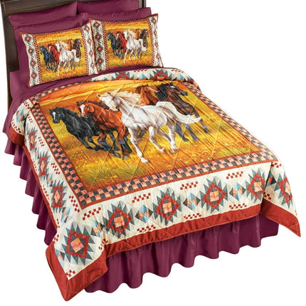 Collections Etc Southwest Running Horses 3-Piece Comforter Set