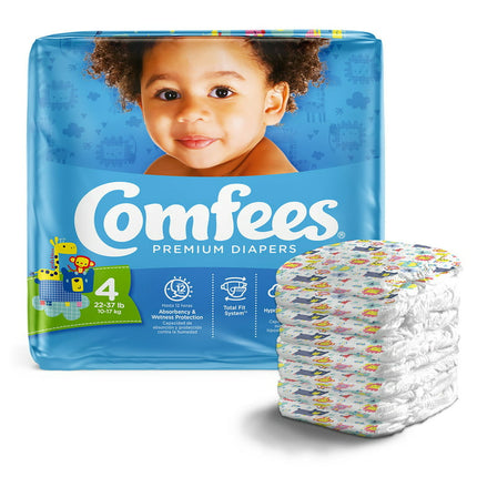 Comfees Baby Baby Diaper Size 4, 12 hour protection 22 to 37 lbs., 31 Count, 1 Pack