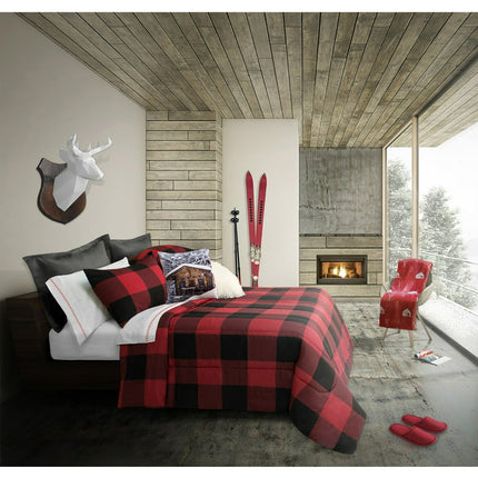 Comforter Set 2PC T Buffalo Plaid Red Black