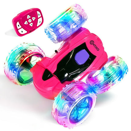 Contixo RC Car Stunt Racer, Wheels Flip & Rotate 360°, Fast Remote Control Toy Car for Kids, AWD, 2.4GHz, Rechargeable Battery, Lights Up - Pink