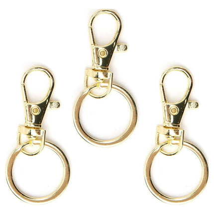 Cousin DIY 3Pc Metal Key Rings, 54mm, Gold Finish