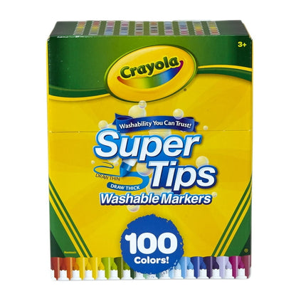 Crayola Washable Super Tips Marker Set, 100 Ct, School Supplies, Stocking Stuffers, Kids Holiday Gifts