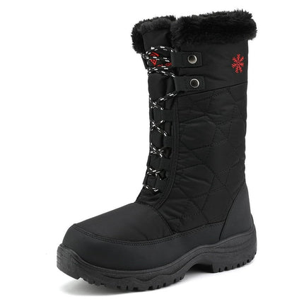 DREAM PAIRS Women's Warm Faux Fur Lined Mid Calf Winter Snow Boots GOOSE BLACK Size 8