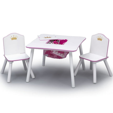 Delta Children Princess Crown Toddler Table and Chair Set with Storage, Greenguard Gold, Wood, Pink
