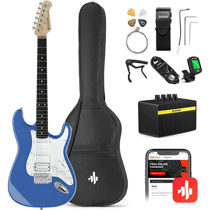 Donner DST-100R Solid Body 39 Inch Full Size Electric Guitar Kit , Beginner Starter, with Amplifier, Bag, Capo, Strap, String, Tuner, Cable, Picks