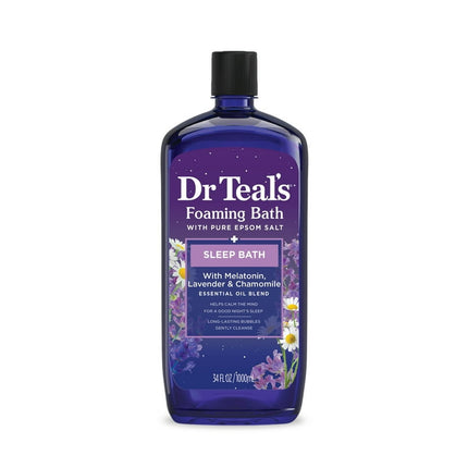 Dr Teal's Foaming Bath with Pure Epsom Salt, Sleep Bath with Melatonin & Essential Oils, 34 fl oz.
