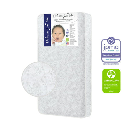 Dream on Me Twinkle 5" 88 Coil Crib & Toddler Mattress, Morning Mist Floral, Greenguard Gold Certified