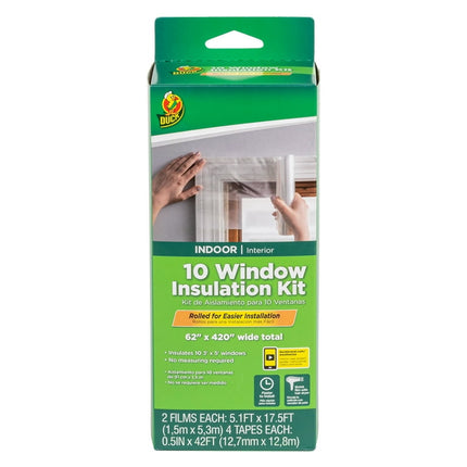 Duck Brand 62 in. x 420 in. Rolled Shrink Film Window Kit, Fits up to 10 Windows