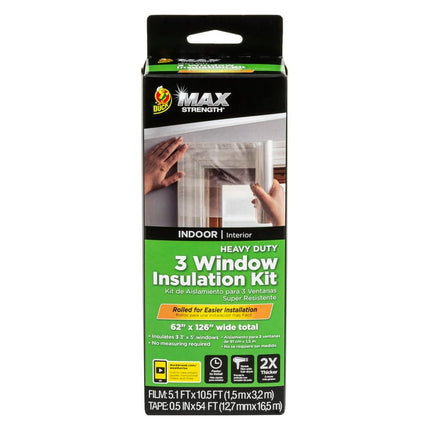 Duck Max Strength Clear Plastic Rolled Window Insulation Kit, 62 in. x 126 in., 3 Pack
