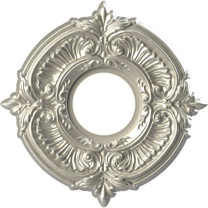 Ekena Millwork 10"OD x 3 1/2"ID x 3/4"P Attica Thermoformed PVC Ceiling Medallion (Fits Canopies up to 4 1/8"), Bright Coat Aluminum