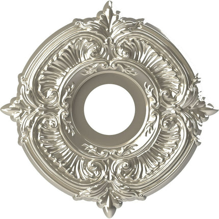 Ekena Millwork 13"OD x 3 1/2"ID x 3/4"P Attica Thermoformed PVC Ceiling Medallion (Fits Canopies up to 5"), Bright Coat Chrome