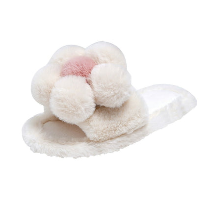 Entyinea Womens Slippers Slip on House Slippers Warm Soft Flannel Lining Bedroom Slippers White 37