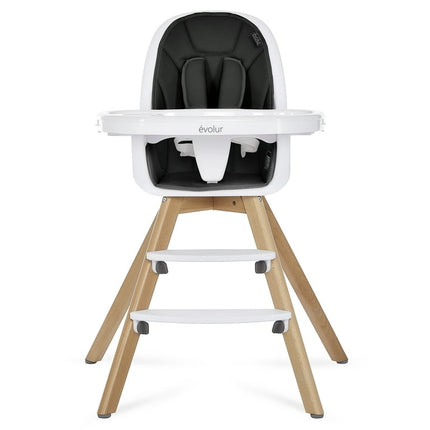 Evolur Zoodle 3-in-1 Highchair Booster Feeding Chair with Modern Design, Black