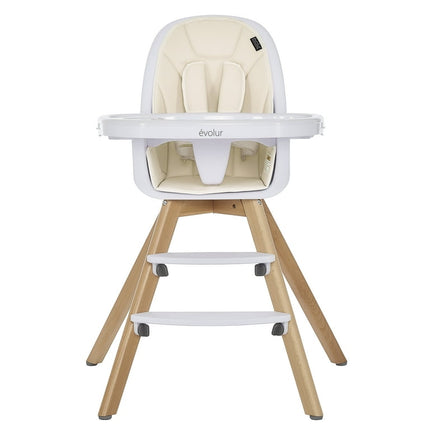 Evolur Zoodle 3-in-1 Highchair Booster Feeding Chair with Modern Design, Ivory