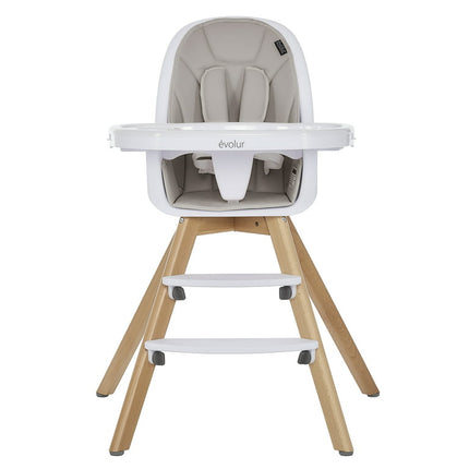 Evolur Zoodle 3-in-1 Highchair Booster Feeding Chair with Modern Design, Light Gray