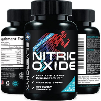 Extra Strength Nitric Oxide Supplement L Arginine 3X Strength - Citrulline Malate, AAKG, Beta Alanine - Premium Muscle Supporting Nitric Booster for Strength & Energy to Train Harder - 120 Capsules