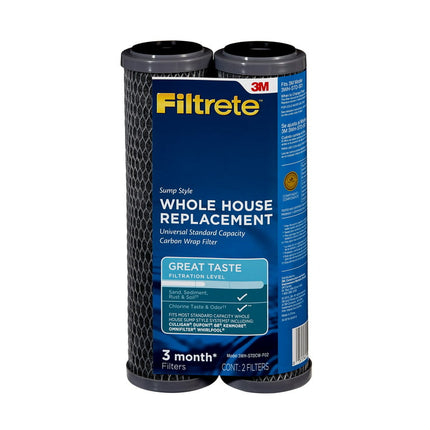 Filtrete Standard Capacity Whole House Replacement Carbon Wrap Water Filter, 3WH-STDCW-F02, 2 Pack, for 3WH-STD-S01 Systems