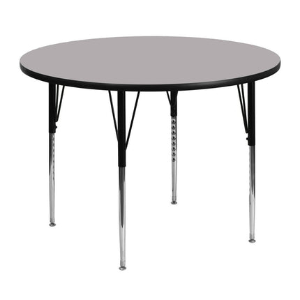 Flash Furniture Wren 48'' Round Grey Thermal Laminate Activity Table - Standard Height Adjustable Legs