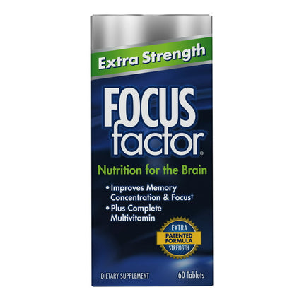 Focus Factor Extra Strength 60 count- Brain Health Supplement with Bacopa Monniero & Ginkgo Biloba