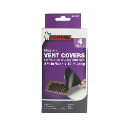 Frost King® Magnetic Vent Covers for Wall, Floor or Ceiling, 5.5" Wide x 12" Long, White, Pack of 4