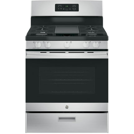 GE® Appliances 30" Free-Standing Gas Range mod. JGBS66REKSS in Stainless Steel, Edge-to-edge cooktop