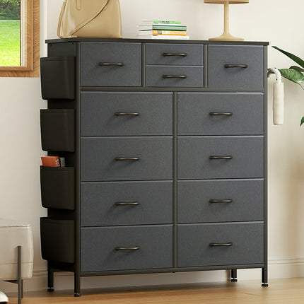GIKPAL Dressers for Bedroom, Tall Dresser with 12 Drawers Chest of Drawers Dresser Fabric Dressers for Closet Living Room Hallway Nursery, Gray