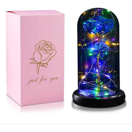 Galaxy Rose Birthday Gifts for Women, Beauty and Beast Rose,Glass Flower Rose with Led Light String,Unique Gifts for Mothers Day,Christmas,Valentine Day,Anniversary
