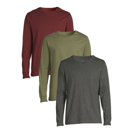George Men's and Big Men’s Long Sleeve Crewneck T-Shirts, 3-Pack, Sizes XS-3XLT