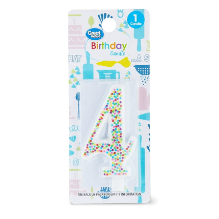 Great Value Birthday Party Candle, Number 4